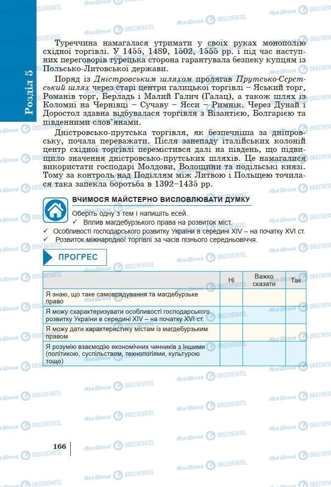 Підручники Історія України 7 клас сторінка 166