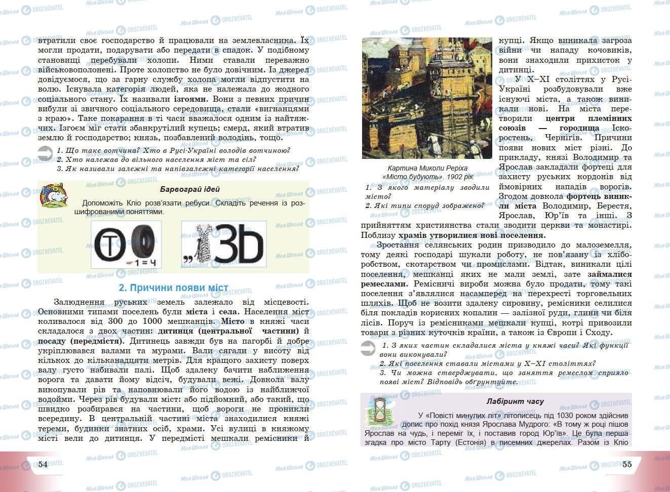 Підручники Історія України 7 клас сторінка 54-55