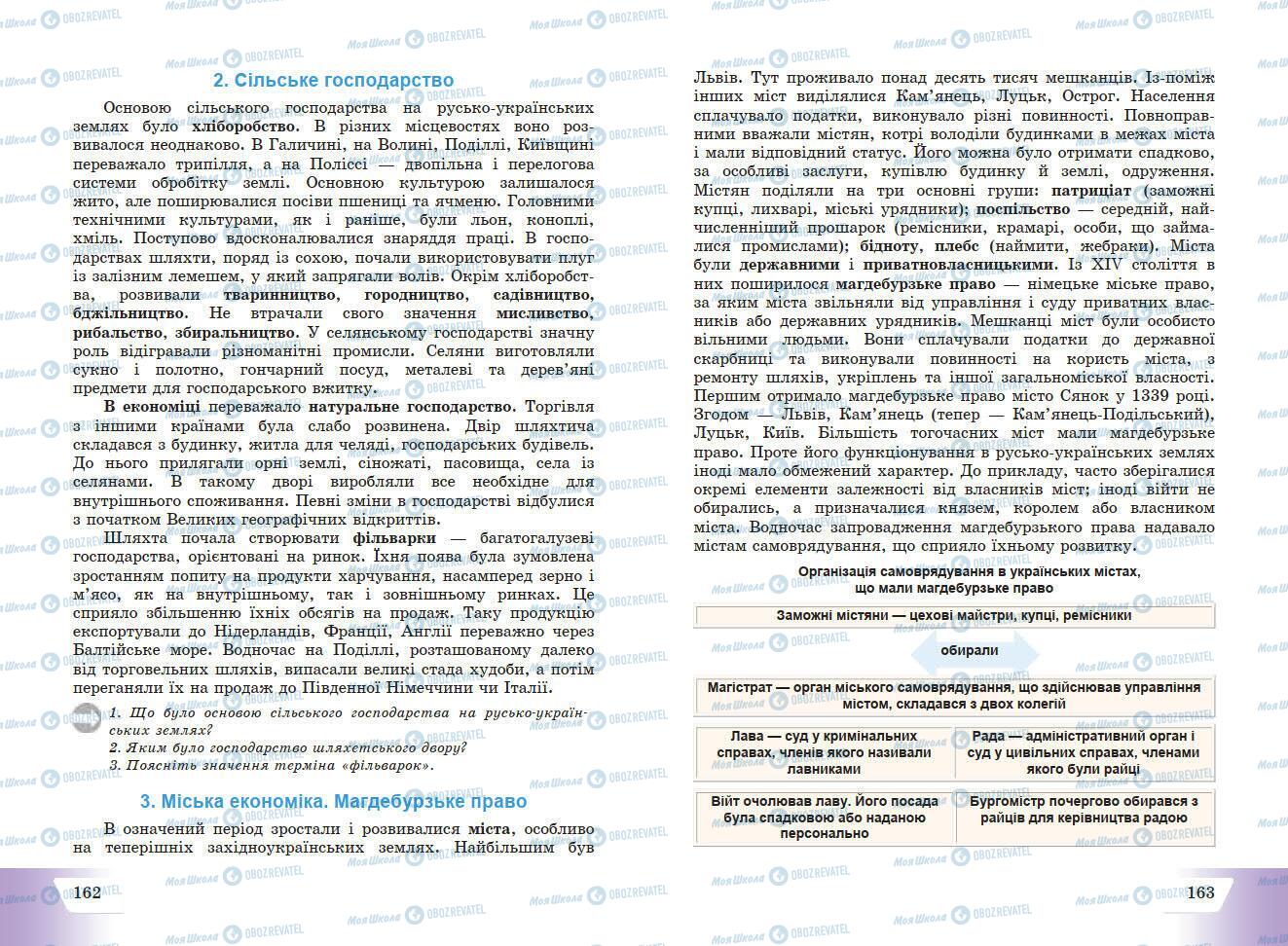 Підручники Історія України 7 клас сторінка 162-163