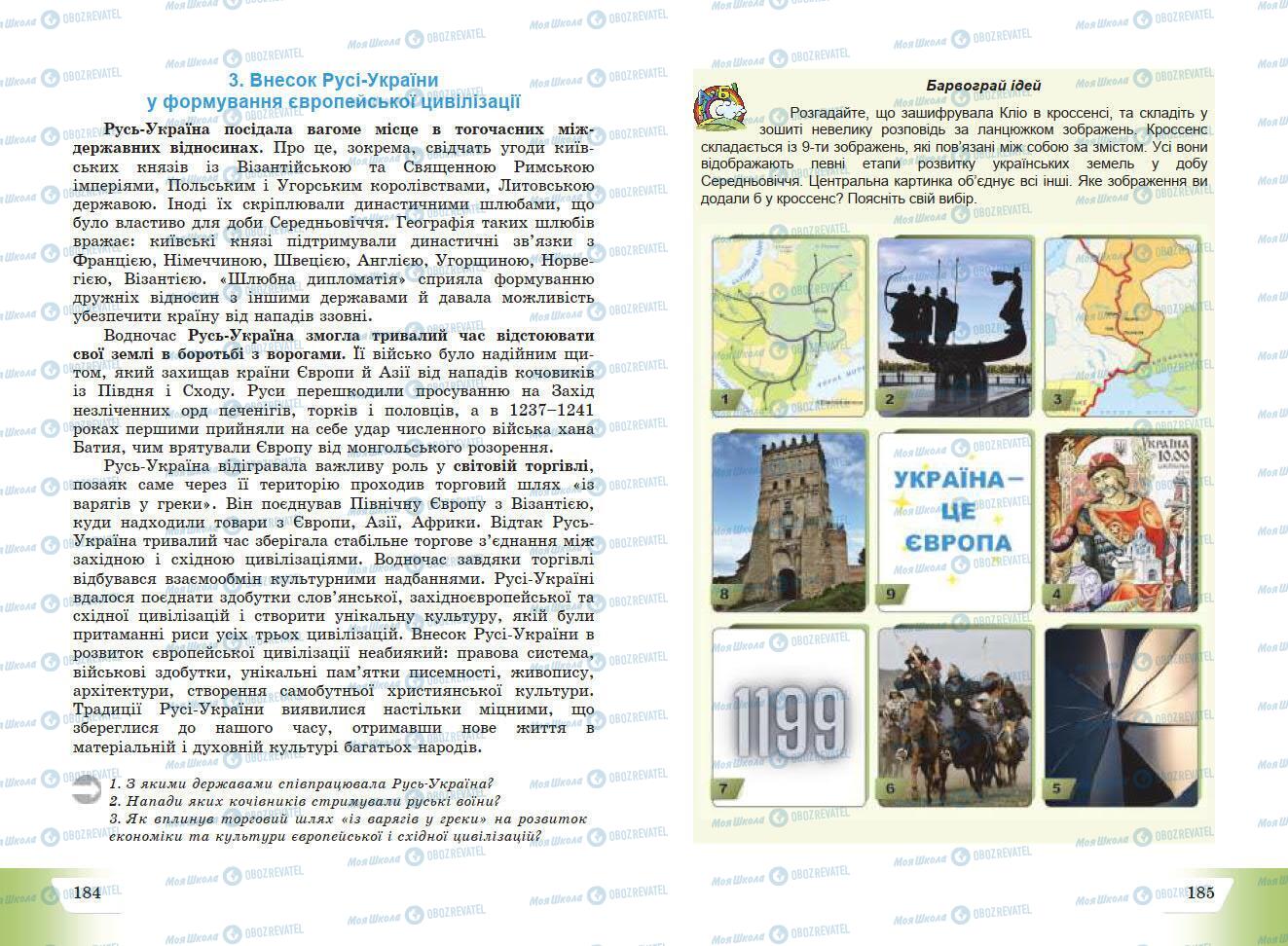 Підручники Історія України 7 клас сторінка 184-185