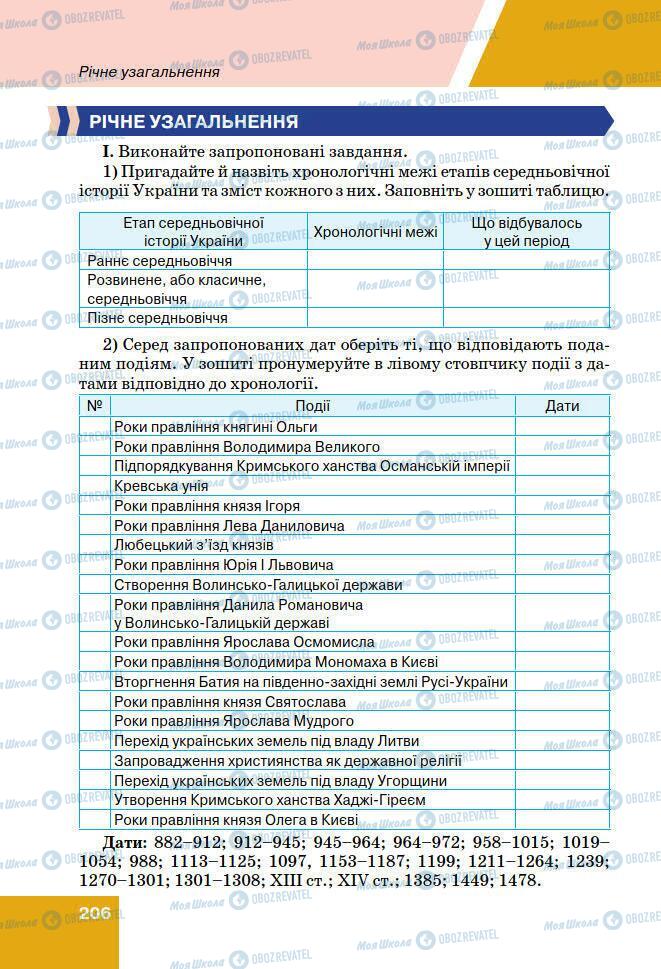 Підручники Історія України 7 клас сторінка 206