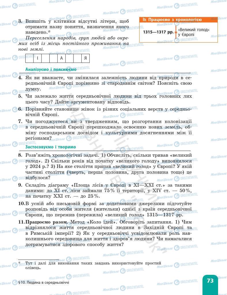 Підручники Всесвітня історія 7 клас сторінка 73