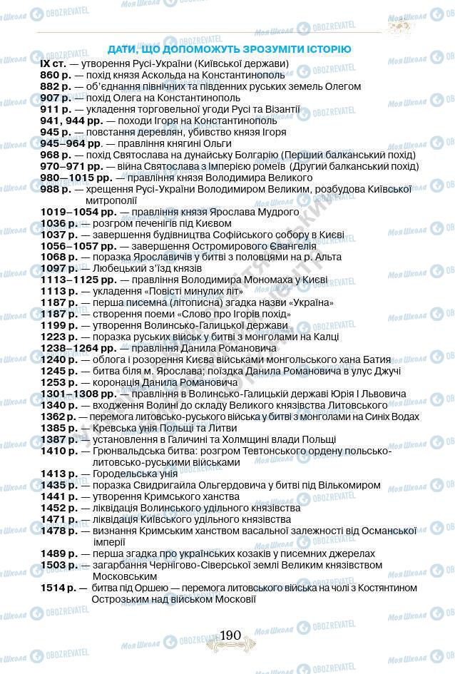 Підручники Історія України 7 клас сторінка 190