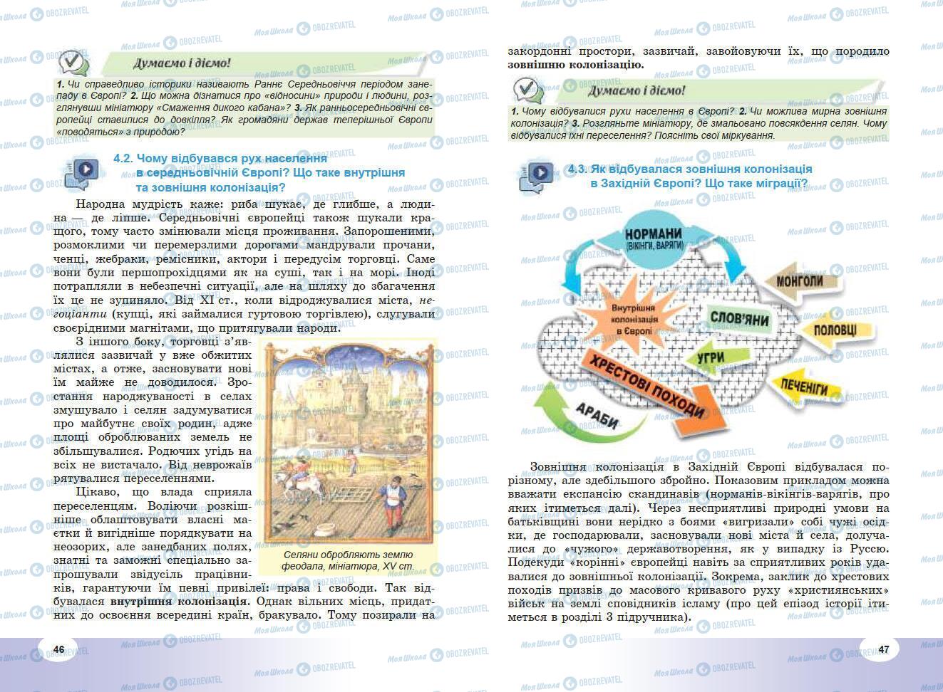Підручники Всесвітня історія 7 клас сторінка 46-47
