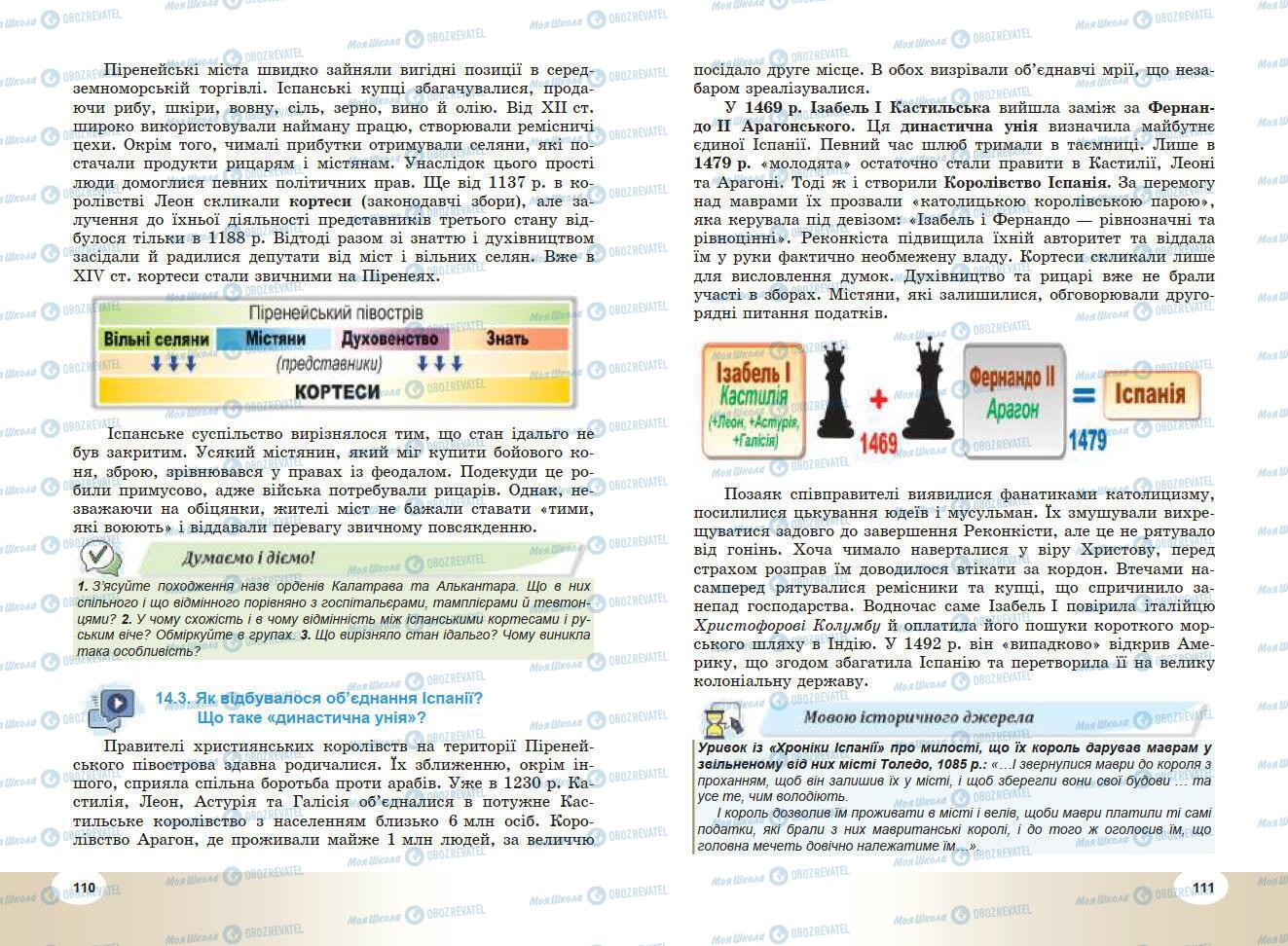 Підручники Всесвітня історія 7 клас сторінка 110-111