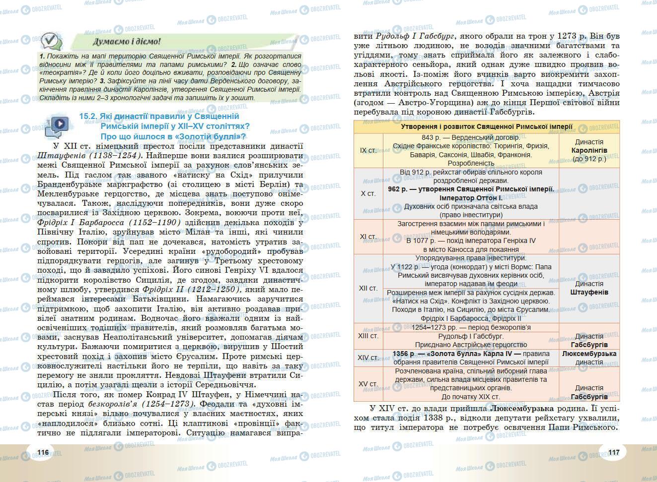 Підручники Всесвітня історія 7 клас сторінка 116-117