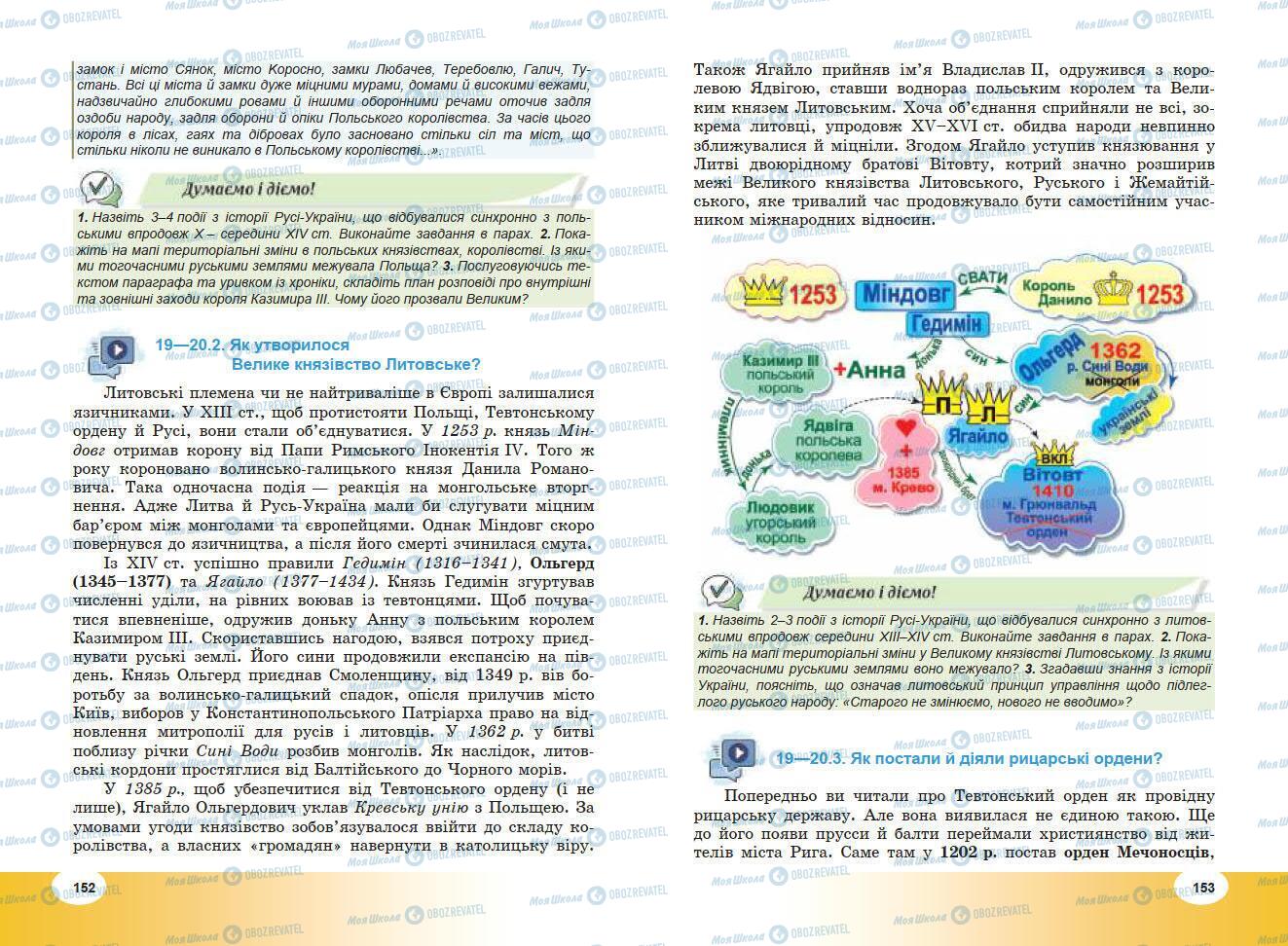 Підручники Всесвітня історія 7 клас сторінка 152-153