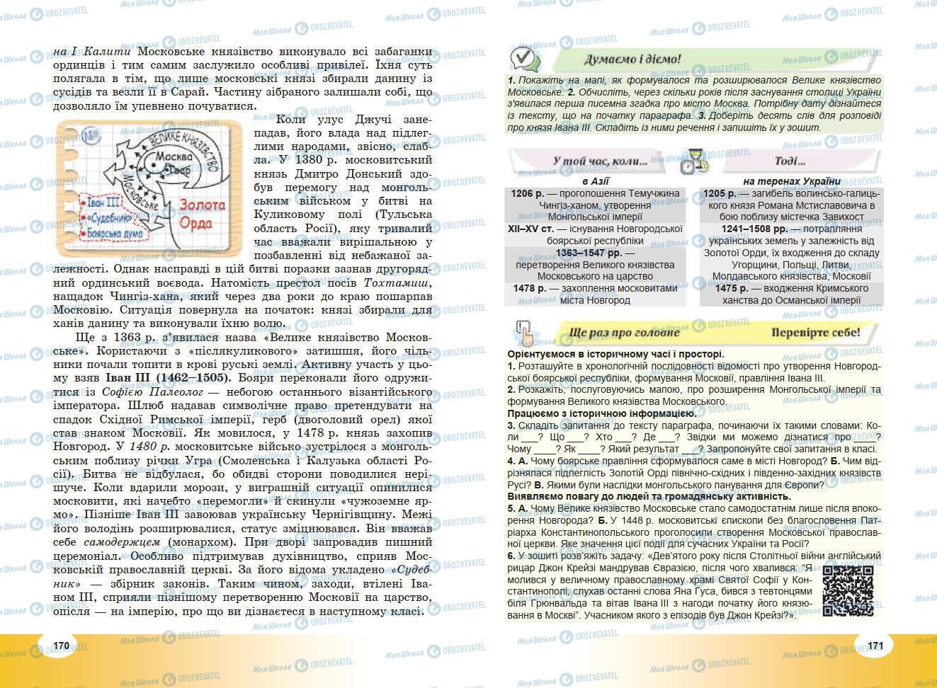 Підручники Всесвітня історія 7 клас сторінка 170-171