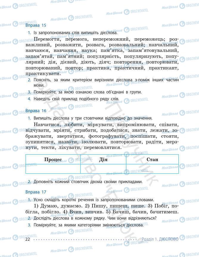 Учебники Укр мова 7 класс страница 22