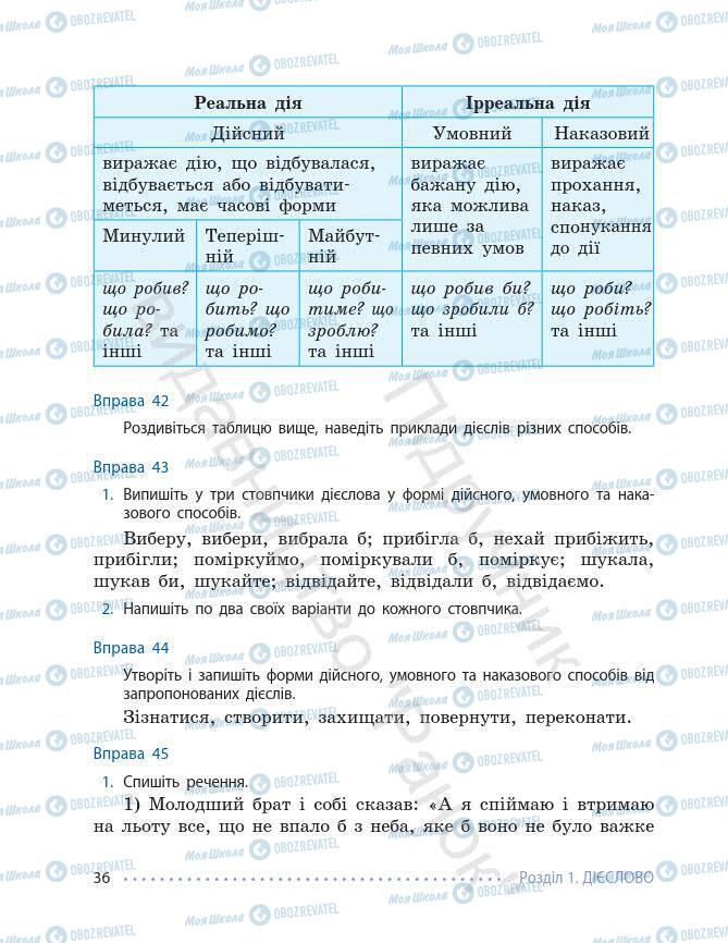 Підручники Українська мова 7 клас сторінка 36