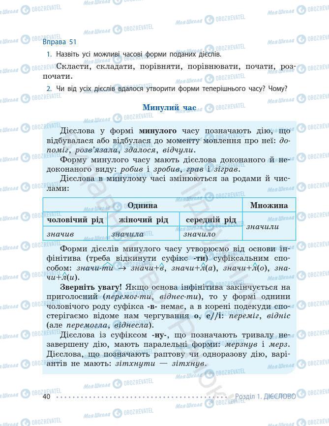 Підручники Українська мова 7 клас сторінка 40