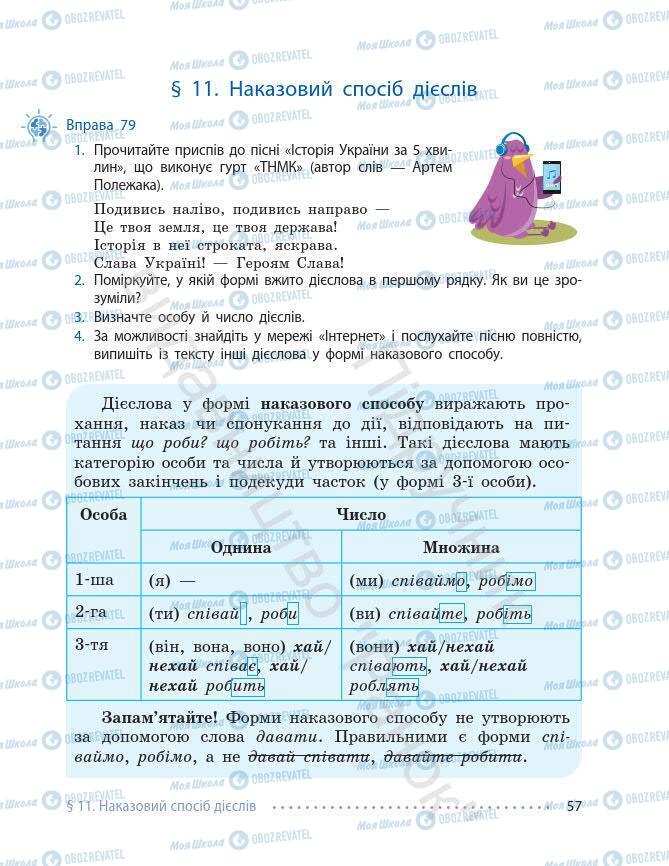 Підручники Українська мова 7 клас сторінка 57