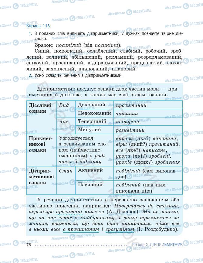 Підручники Українська мова 7 клас сторінка 78