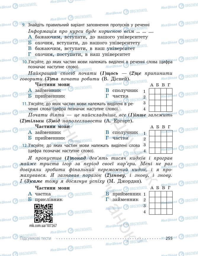 Підручники Українська мова 7 клас сторінка 255