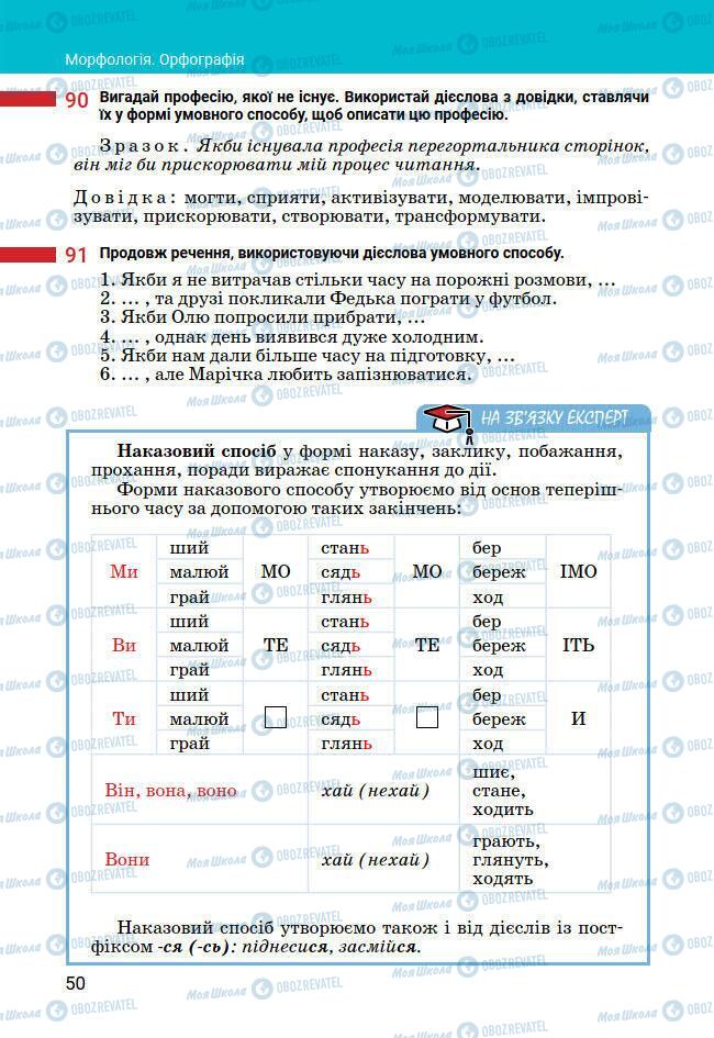 Підручники Українська мова 7 клас сторінка 50