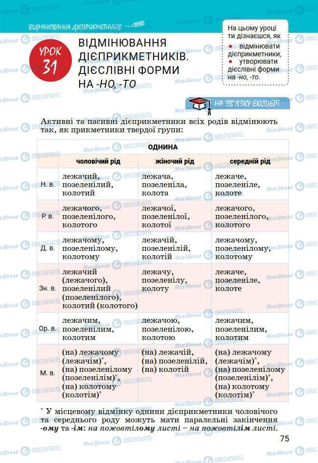 Учебники Укр мова 7 класс страница 75