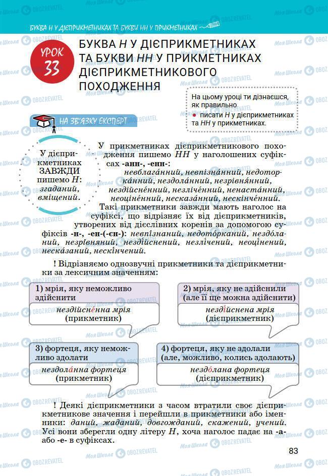 Підручники Українська мова 7 клас сторінка 83