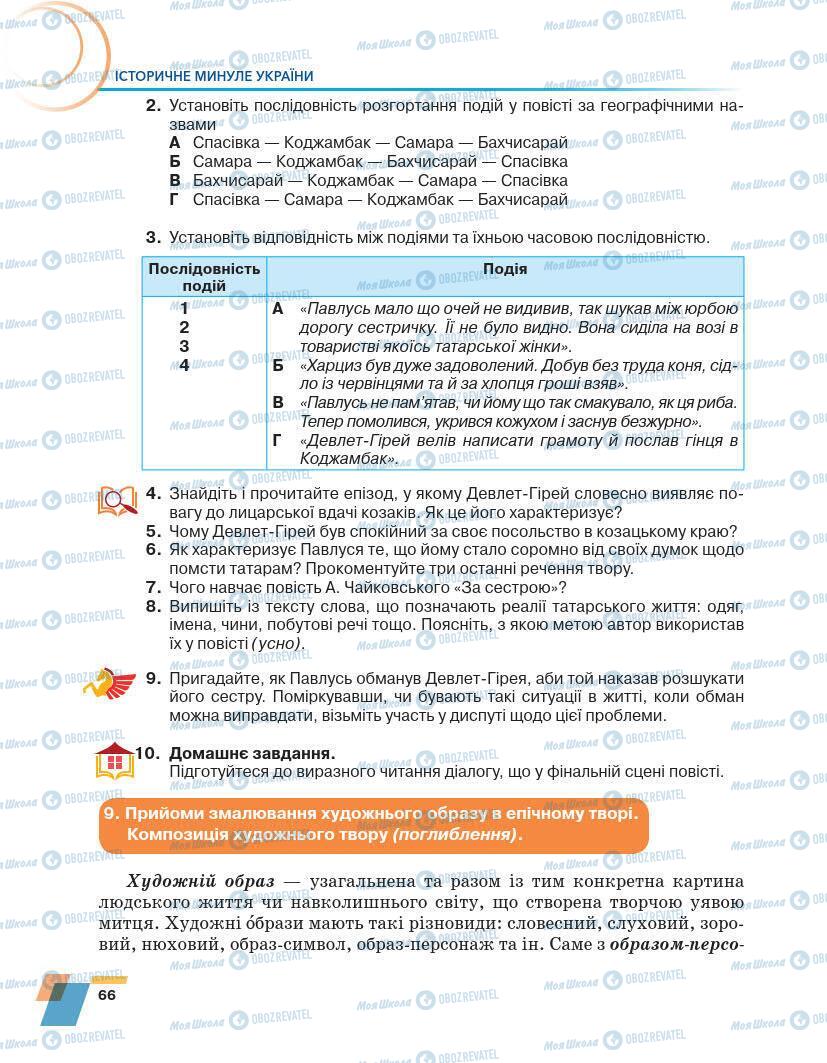 Учебники Укр лит 7 класс страница 66