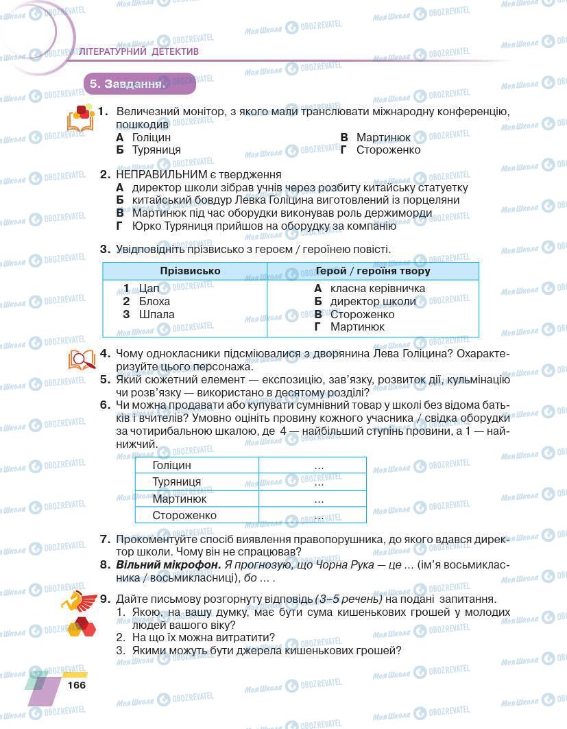 Учебники Укр лит 7 класс страница 166