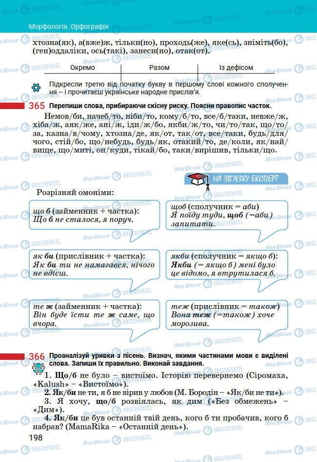 Учебники Укр мова 7 класс страница 198