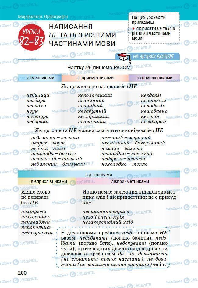 Учебники Укр мова 7 класс страница 200