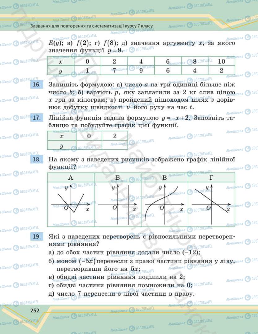 Підручники Математика 7 клас сторінка 252