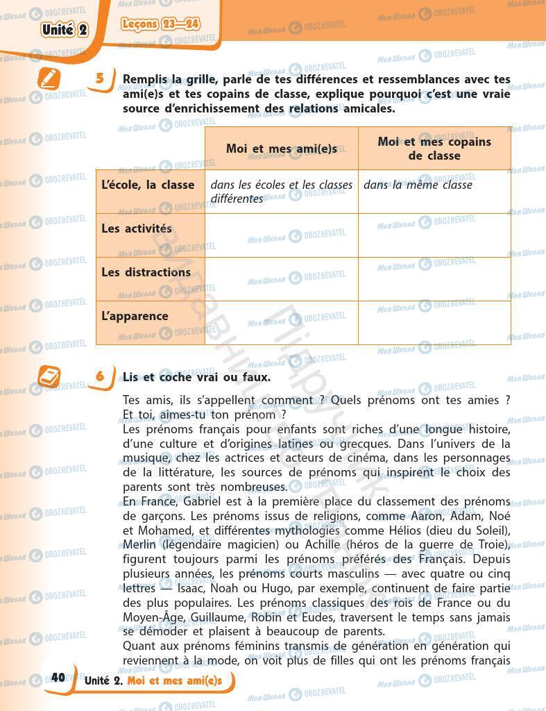 Підручники Французька мова 7 клас сторінка 40