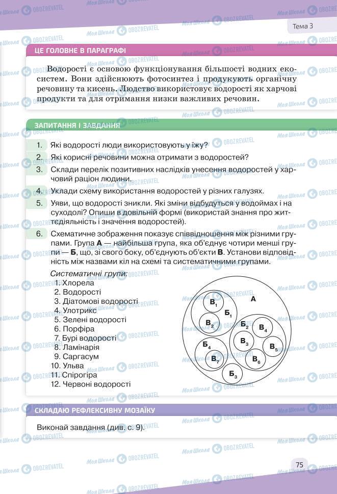 Підручники Біологія 7 клас сторінка 75