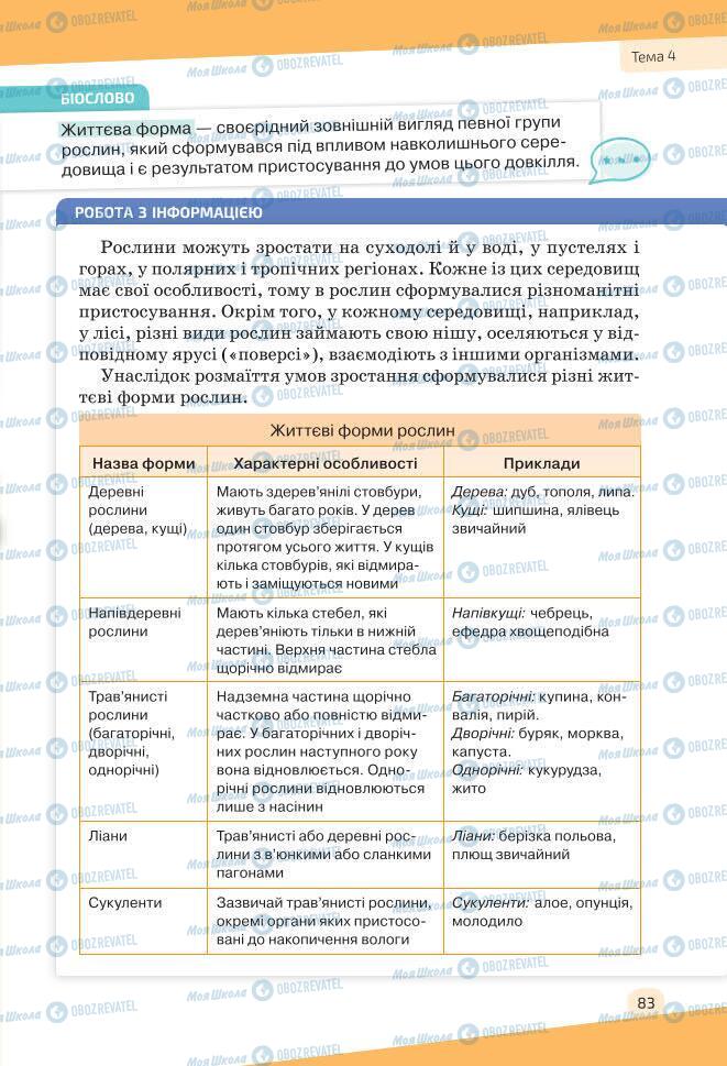 Підручники Біологія 7 клас сторінка 83