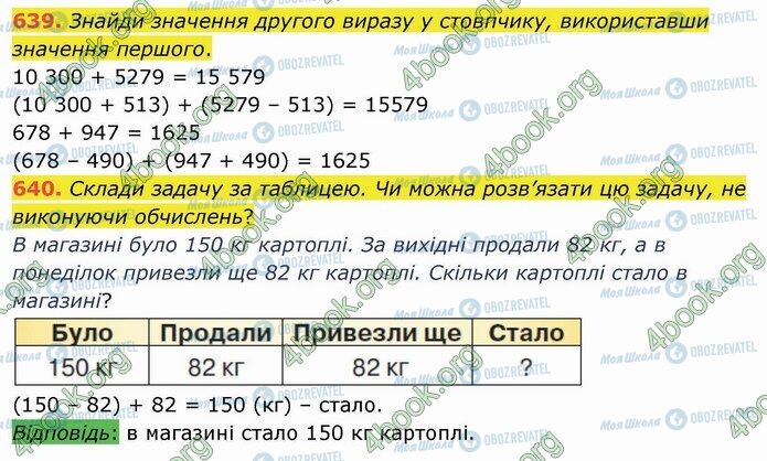 ГДЗ Математика 4 клас сторінка 639-640