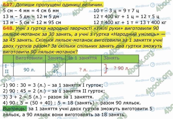 ГДЗ Математика 4 клас сторінка 647-648