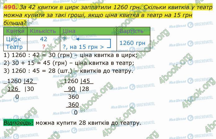 ГДЗ Математика 4 клас сторінка 490