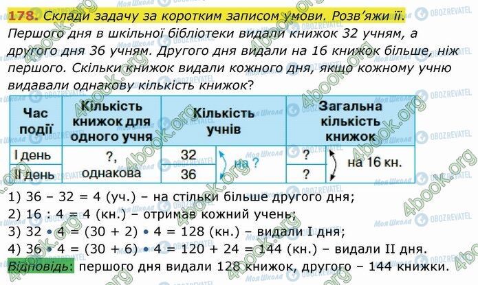 ГДЗ Математика 4 класс страница 178