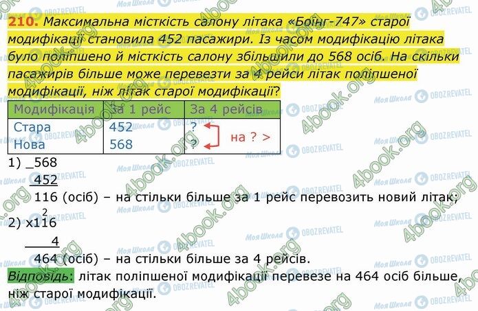 ГДЗ Математика 4 клас сторінка 210