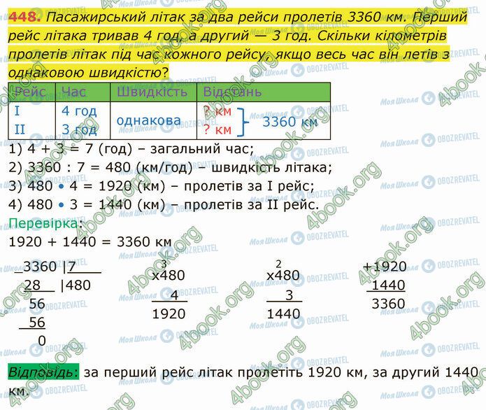 ГДЗ Математика 4 класс страница 448