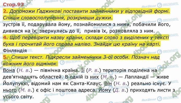 ГДЗ Укр мова 4 класс страница Стр.93 (2-5)