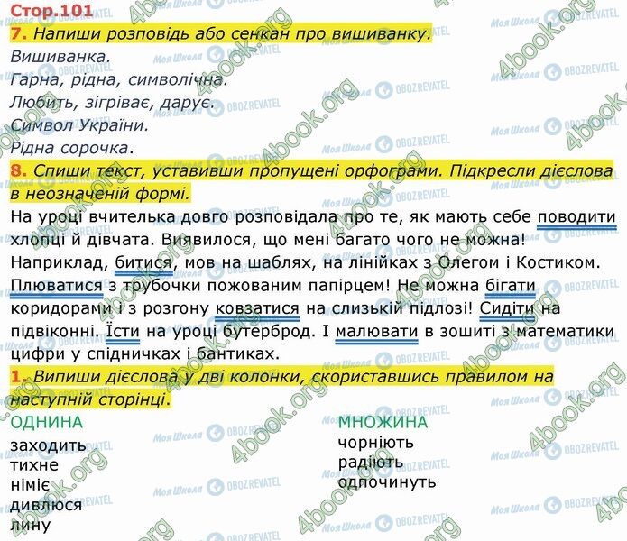 ГДЗ Українська мова 4 клас сторінка Стр.101 (7-1)