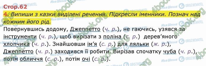 ГДЗ Укр мова 4 класс страница Стр.62 (4)