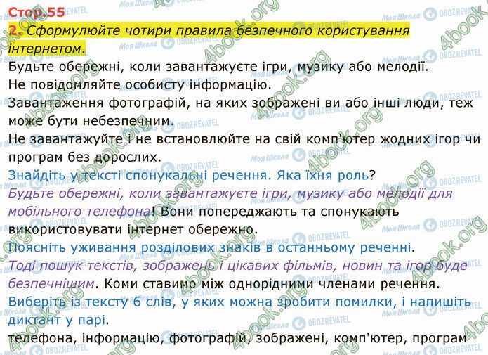 ГДЗ Українська мова 4 клас сторінка Стр.55 (2)