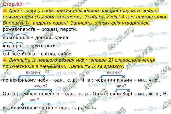 ГДЗ Українська мова 4 клас сторінка Стр.97 (3-4)