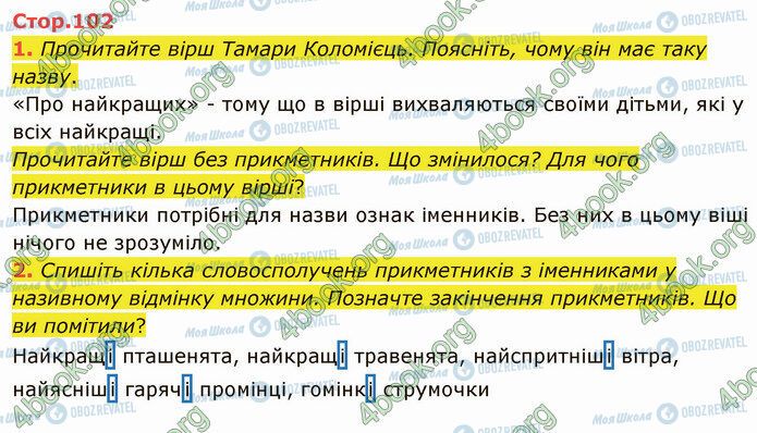 ГДЗ Українська мова 4 клас сторінка Стр.102