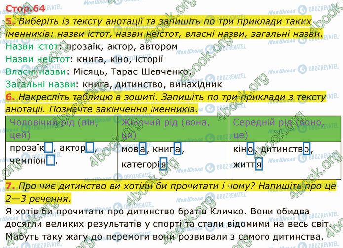 ГДЗ Укр мова 4 класс страница Стр.64