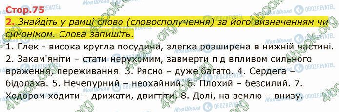 ГДЗ Укр мова 4 класс страница Стр.75 (2)