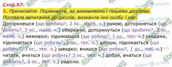 ГДЗ Українська мова 4 клас сторінка Стр.57 (1)
