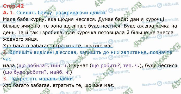 ГДЗ Українська мова 4 клас сторінка Стр.42 (А)