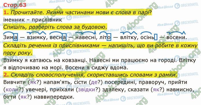ГДЗ Укр мова 4 класс страница Стр.63 (1-2)
