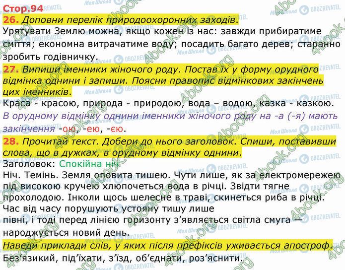ГДЗ Українська мова 4 клас сторінка Стр.94