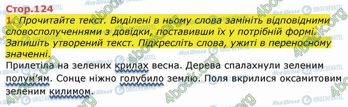 ГДЗ Укр мова 4 класс страница Стр.124 (1)