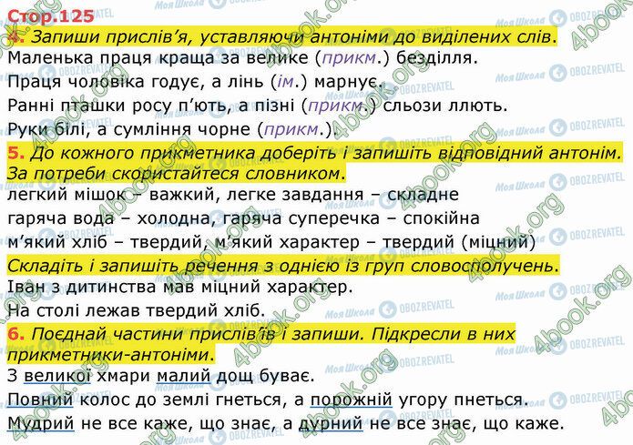ГДЗ Українська мова 4 клас сторінка Стр.125