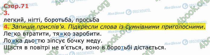 ГДЗ Українська мова 4 клас сторінка Стр.71